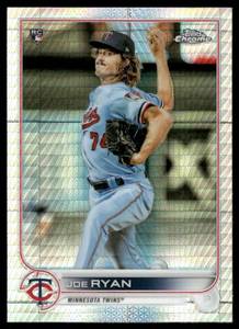 lot 142 image: Joe Ryan RC Prism Refractor 2022 Topps Chrome #48 Rookie Minnesota Twins Baseball Card