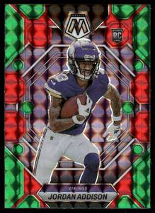lot 152 image: Jordan Addison RC Green Reactive Prizm 2023 Mosaic #337 Rookie Minnesota Vikings Football Card