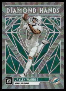 lot 159 image: Jaylen Waddle RC Silver Insert Diamond Hands 2023 Donruss Optic #DH-JW Rookie Football Card