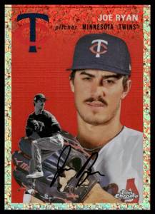 lot 163 image: Joe Ryan 75 Ruby SP 2023 Topps Chrome #174, numbered 6074, Minnesota Twins Baseball Card