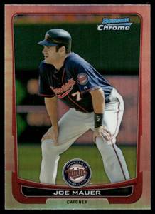 lot 178 image: Joe Mauer 2012 Bowman Chrome Refractor #170 Minnesota Twins Baseball Card