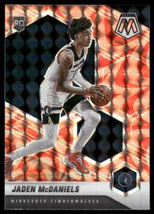 lot 181 image: Jaden McDaniels RC Orange Prizm 2020-21 Mosaic #235 Minnesota Timberwolves Basketball Card