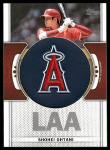 lot 192 image: Shohei Ohtani2023 Topps Team Logo Patch Relic #TLP-SO Baseball Card