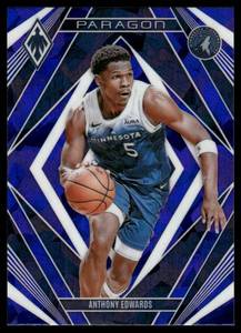 lot 196 image: Anthony Edwards Blue Cracked Ice 2023-24 Phoenix Paragon #9 Minnesota Timberwolves Basketball Card