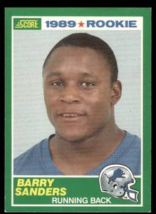 lot 4A image: Barry Sanders RC 1989 Score #257 Rookie Football Card