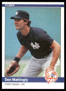 lot 6A image: Don Mattingly RC 1984 Fleer #131 Rookie Vintage Baseball Card