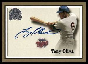 lot 13A image: Tony Oliva Auto 2000 Fleer Greats of th Game Signed Minnesota Twins Baseball Card