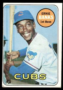 lot 21A image: Ernie Banks 1969 Topps #20 Vintage Baseball Card
