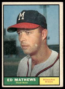 lot 44A image: Eddie Mathews 1961 Topps #120 Vintage Baseball Card