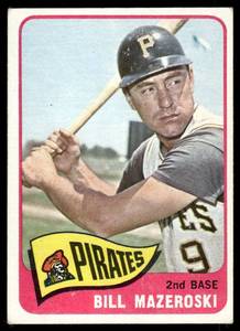 lot 46A image: Bill Mazeroski 1965 Topps #95 Vintage Baseball Card