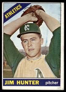 lot 59A image: Jim Catfish Hunter RC 1966 Topps #36 Vintage Rookie Baseball Card