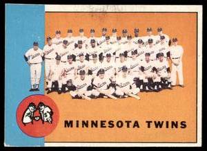 lot 61A image: Minnesota Twins Team Card 1963 Topps #162 Vintage Baseball Card
