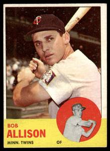 lot 62A image: Bob Allison 1963 Topps #75 Vintage Minnesota Twins Baseball Card