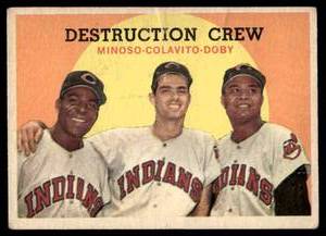 lot 63A image: Minnie Minoso, Rocky Colavito, Larry Doby 1959 Topps Destruction Crew #166 Vintage Baseball Card