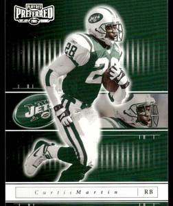 lot 93A image: Curtin Martin 400 2001 Playoff Preferred National Treasures, numbered 386400 Football Card