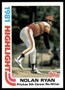 lot 112A image: Nolan Ryan 1982 Topps Highlight #5 Vintage Baseball Card