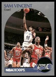 lot 117A image: Michael Jordan Wearing #12 on Sam Vincent 1990 NBA Hoops #223 Basketball Card