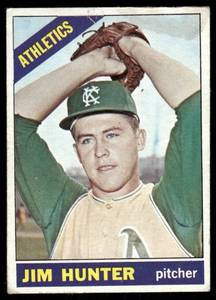 lot 34B image: Jim Catfish Hunter RC 1966 Topps #36 Vintage Rookie Baseball Card