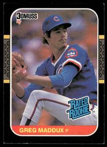 lot 37B image: Greg Maddux RC 1987 Donruss Rated Rookie #36 Baseball Card