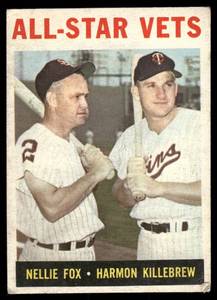 lot 47B image: Harmon Killebrew  Nellie Fox 1964 Topps All-Star Vets #91 Vintage Minnesota Twins Baseball Card