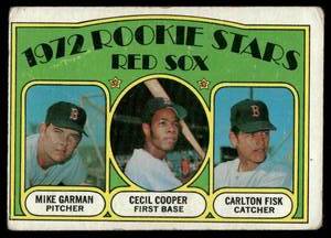 lot 59B image: Carlton Fisk RC 1972 Topps Red Sox Rookie Stars #79 Vintage Baseball Card