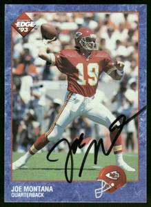 lot 14C image: Joe Montana Auto 1993 Collectors Edge #282 Signed Football Card (No COA)