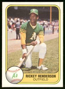 lot 20C image: Rickey Henderson 1981 Fleer #574 Vintage Baseball Card