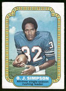 lot 24C image: OJ Simpson 1974 Topps #1 Vintage Football Card