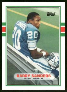 lot 27C image: Barry Sanders RC 1989 Topps Traded #83T Rookie Football Card