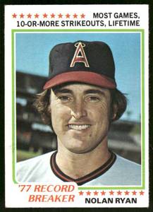 lot 29C image: Nolany Ryan 1978 Topps Record Breaker #6 Vintage Baseball Card