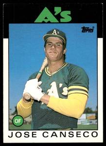 lot 34C image: Jose Canseco RC 1986 Topps Traded #20T Rookie Baseball Card