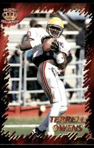 lot 56C image: Terrell Owens RC 1996 Pacific Collection #BKS-100 Rookie Football Card