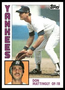 lot 71C image: Don Mattingly RC 1984 Topps #8 Rookie Vintage Baseball Card