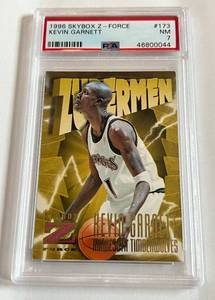 lot 44 image: Kevin Garnett RC PSA 7 NM 1996 Skybox Z-Force #173 Rookie Minnesota Timberwolves Basketball Card