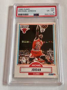 lot 56 image: Michael Jordan PSA 6 EX-MT 1990 Fleer #26 Basketball Card