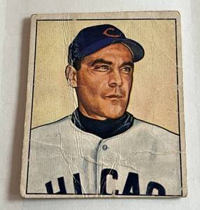 lot 206 image: 1950 Bowamn Phil Cavaretta #195 Vintage Baseball Card