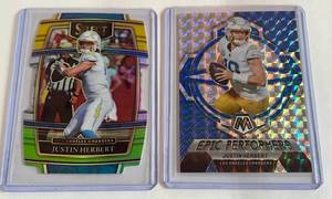 lot 224 image: Justin Herbert 2 Card Refractor Football Lot