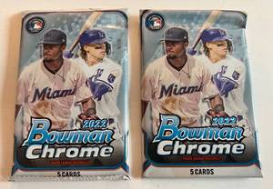 lot 243 image: 2 Packs -  2022 Bowman Chrome Baseball Cards