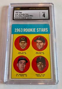 lot 3A image: Tony Oliva RC Graded 4 VGEX 1963 Topps #228 Rookie Stars Minnesota Twins Baseball Card