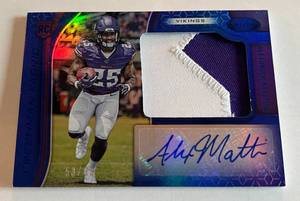 lot 31A image: Alexander Mattison RPA RC 99 2019 Certified Freshman Fabric #230, numbered 5099, Auto Relic Rookie Minnesota Vikings Football Card