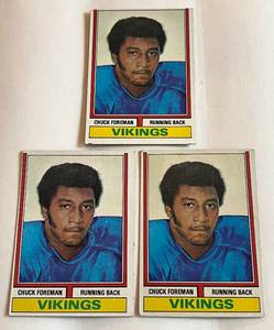 lot 39A image: Chuck Foreman RC Lot of 2 1974 Topps #113 Rookie Vintage Minnesota Vikings Football Card