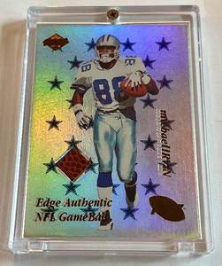 lot 80A image: Michael Irvin Football Relic 1998 Collectors Edge Fury #MI, Authentic Game Ball, Football Card