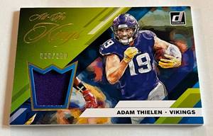 lot 16A image: Adam Thielen Relic 200 2019 Donruss All-Pro Kings #APK-15, numbered 028299, Minnesota Vikings Football Card