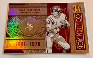 lot 90A image: Fran Tarkenton 299 2011 Panini Gold Standard Golden Age #8, numbered 126299, Minnesota Vikinga Football Card