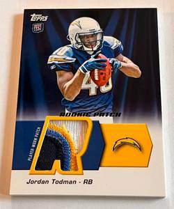 lot 95A image: Jordan Todman RC Quad-Color Nasty Patch Relic 2011 Topps Rookie Patch #HRP-JT Football Card