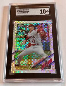 lot 6C image: Shohei Ohtani SGC 10 Gem Mint 2021 Topps Chrome Prism Refractor #159 Baseball Card