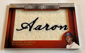 lot 44C image: Hank Aaron Historical Stitches Patch Card 2012 Topps #HS-HA Baseball Card