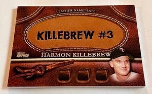 lot 48C image: Harmon Killebrew Leather Nameplate 2011 Topps #MGL-HK Minnesota Twins Baseball Card