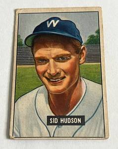 lot 205 image: 1951 Bowman Sid Hudson #169 Vintage Baseball Card