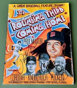 lot 2A image: Kirby Puckett, Paul Molitor, Chuck Knoblauch, Marty Cordova Autographed 1996 Minnesota Twins Spring Training Program - RARE Puckett Auto